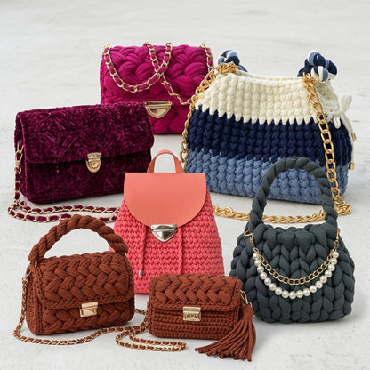 Bolsos y accesorios de trapillo en crochet