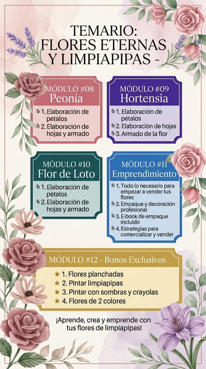 Flores Eternas en Limpiapipas y Listón para Emprender