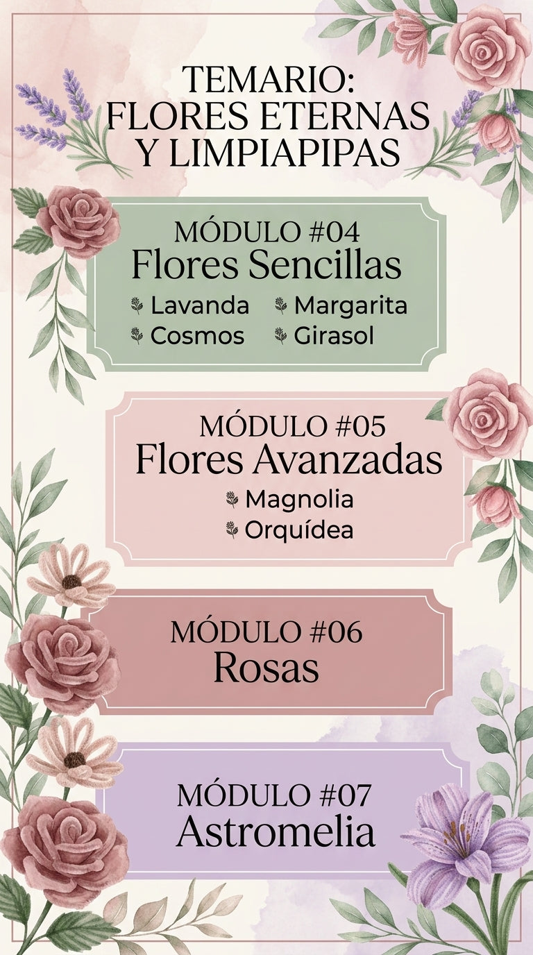 Flores Eternas en Limpiapipas y Listón para Emprender