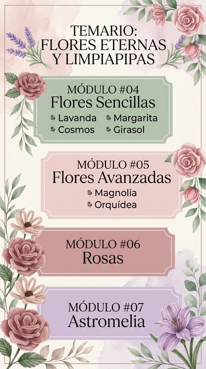 Flores Eternas en Limpiapipas y Listón para Emprender