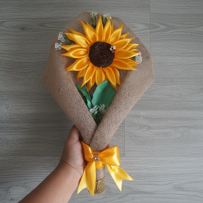 Ramo de Girasol en Tela con Yute